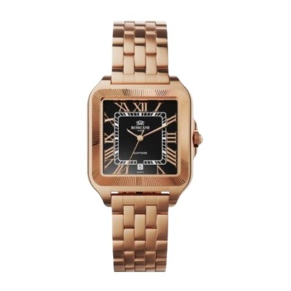 Roscani ROSW4634S3 Black Dial 36X36MM Rose Gold Stainless Steel Strap Analog Men Watch